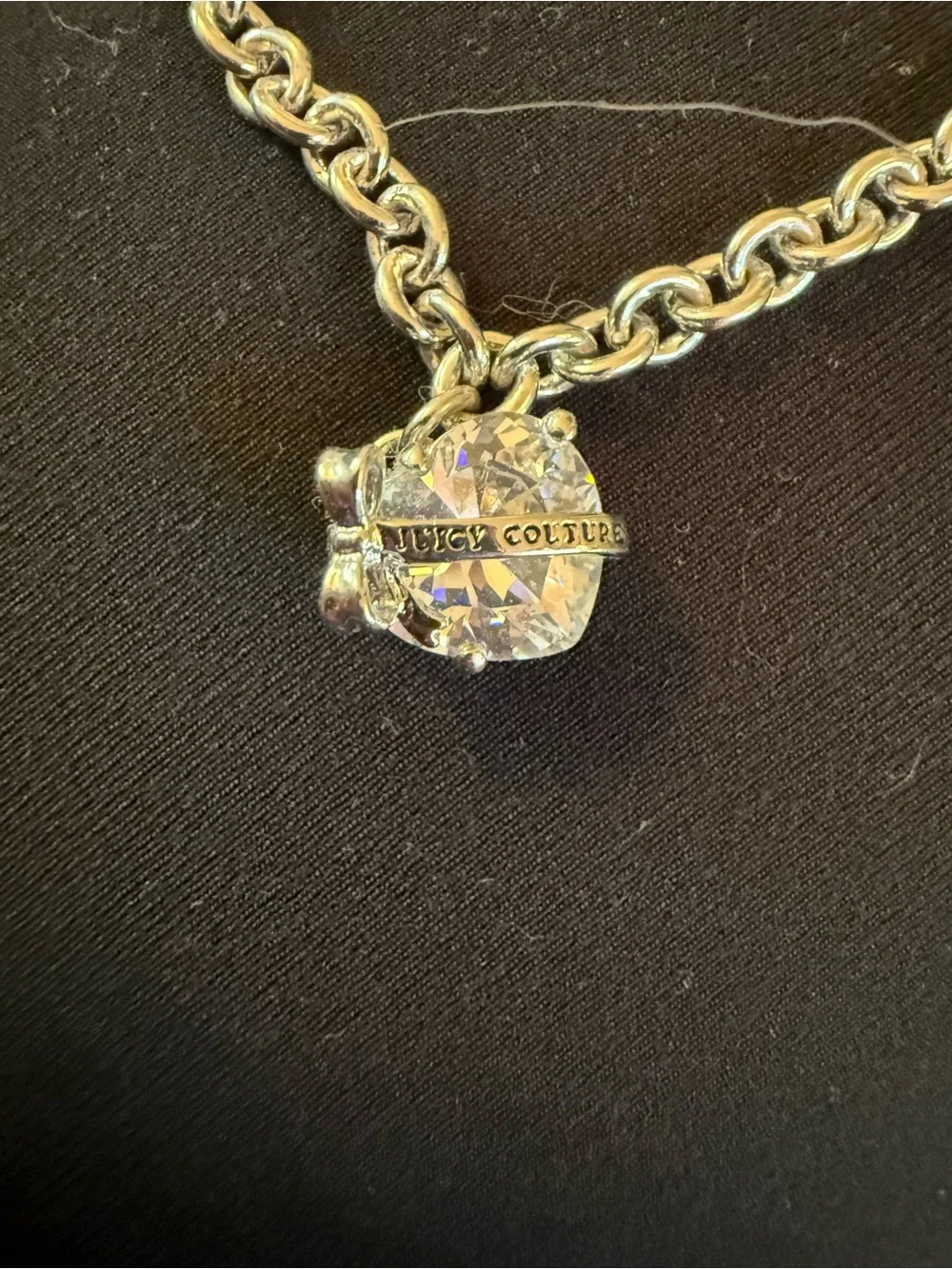 Juicy Couture Silver Chain Bracelet with Crystal Logo Charm